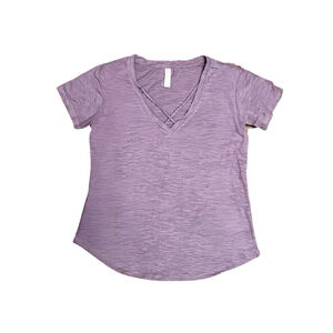 Altar d State‎ V Neck Straps Purple Short Sleeve T Shirt Size M Cozy Athleisure